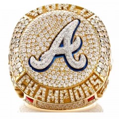 MLB 2021 Atlanta Braves World Series Championship Replica Fan Ring with Wooden Display Case